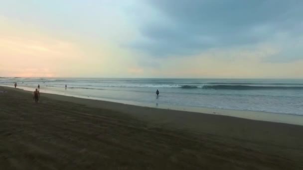 Aerial View Chicama Beach Beautiful Sunset Surfers Paradise Most Extensive — Stock Video