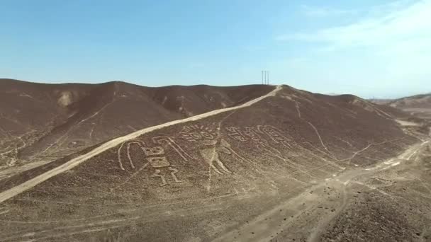 Paracas Familie Geoglyphs Nazca Lines Nazca Woestijn Unesco Werelderfgoed Peru — Stockvideo