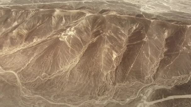 Man Morfis Geoglyphs Nazca Lines Nazca Desert Inglés Unesco Patrimonio — Vídeos de Stock