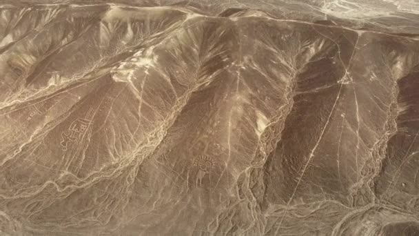 Man Morfis Geoglyphs Nazca Lines Nazca Desert Património Mundial Unesco — Vídeo de Stock