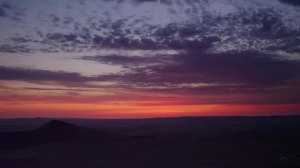 Zeitraffer Der Drohnenaufnahmen Des Sonnenuntergangs Über Den Sanddünen Perus Der — Stockvideo