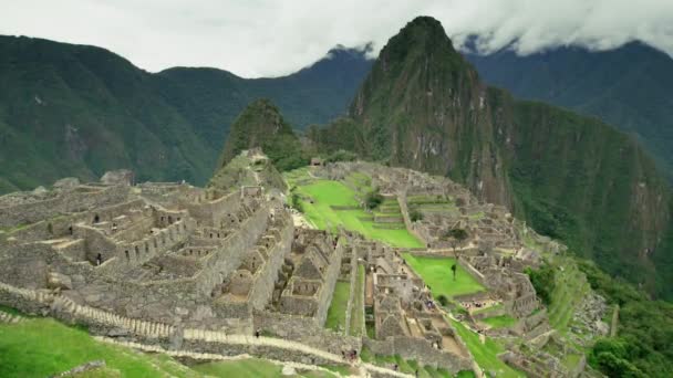 Uitzicht Machu Picchu Machu Picchu Verloren Stad Van Andes Gelegen — Stockvideo