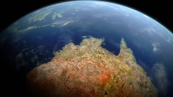 宇宙からズームし パプアニューギニア島がどのように起こったかを示します 現実的な3Dアニメーション — ストック動画