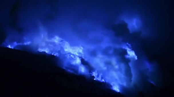 Natural Phenomenon Known Blue Fire Seen Volcanic Gasses Coming Out — стокове відео