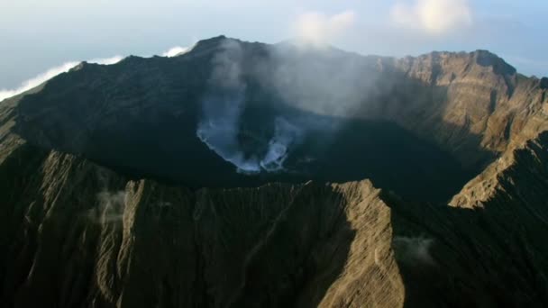 Вид Вулкан Иволкано Кава Иль Кислым Озером Бирюзового Цвета Кратер — стоковое видео