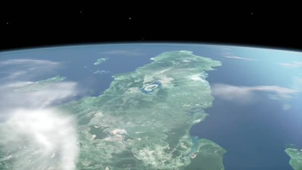ダナウ トバ火山噴火後の鳥羽湖をタイムラプスショー 現実的な3Dアニメーション — ストック動画