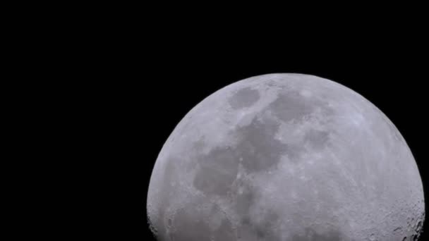 Close Moon Darkness Night Vista Telescopio — Video Stock