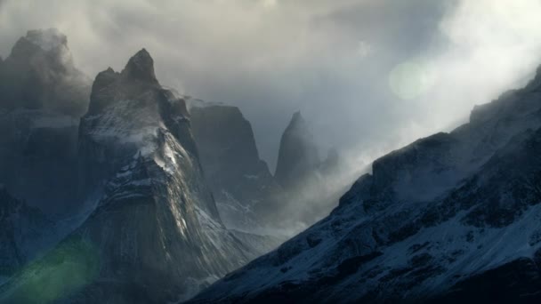 Blick Auf Den Stützpunkt Las Torres Torres Del Paine Nationalpark — Stockvideo