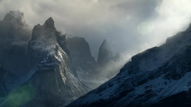 Utsikt Över Basen Las Torres Torres Del Paine Nationalpark Patagonien — Stockvideo