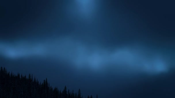 Zeitraffer Von Nordlichtern Und Wolkenbewegungen Über Dem Kiefernwald Mit Nächtlichem — Stockvideo