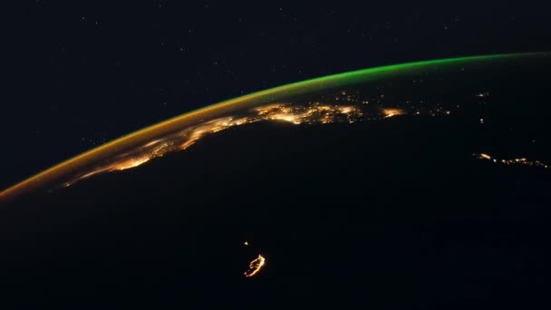 Aurora Boreale Spettacolare Vista All Alba Dalla Stazione Spaziale Orbita — Video Stock