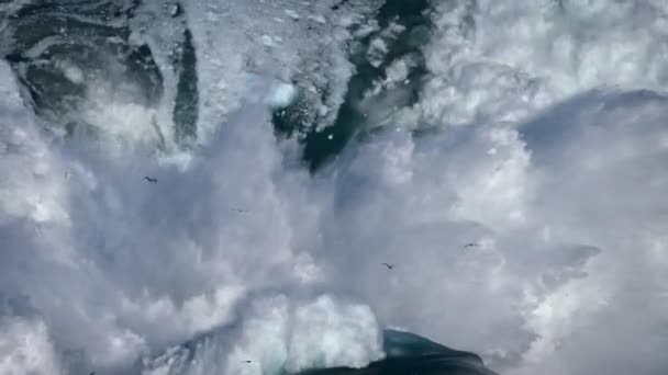 Slow Motion Massive Icefalls Make Hidden Ice Surging Upwards Generates — Stock Video
