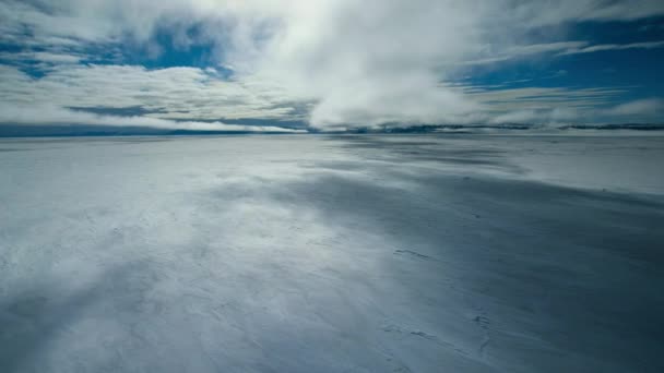 Aerial View Greenland Ice Glacier Heavy Snowpack Arctic Winter Landscape — Vídeo de Stock