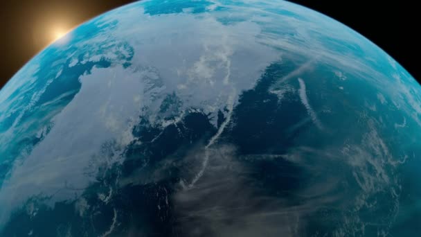 Animation Earth Seen Space Globe Spinning Satellite View Dark Background — Stok Video