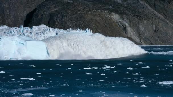 Slow Motion Massive Icefalls Make Hidden Ice Surging Upwards Generates — Stock Video