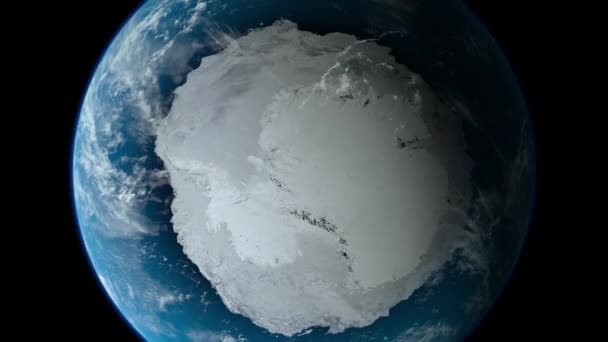 Antarktyda Biegun Południowy Planecie Ziemia Obrót Widok Lotu Ptaka Kosmosu — Wideo stockowe