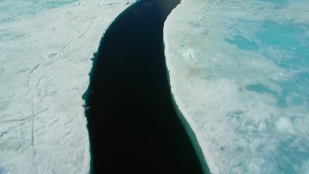 Vista Aérea Rachaduras Gelo Mar Derretendo Norte Mar Ártico Canadense — Vídeo de Stock