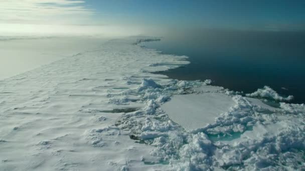 Vista Aérea Rachaduras Gelo Mar Derretendo Norte Mar Ártico Canadense — Vídeo de Stock