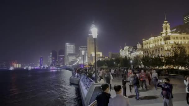 Nisan 2016 Güzel Şangay Şehri Nin Zaman Aşımı Gece Gökyüzü — Stok video
