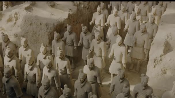 2016年4月 兵馬俑 戦車が秦の始皇帝 中国の軍隊を描いたテラコッタ製の彫刻作品集 — ストック動画