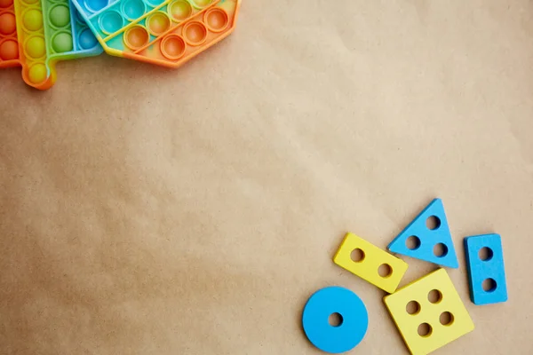 New Trendy Silicone Toy Rainbow Sensory Fidget Colorful Antistress Sensory — Stock Photo, Image