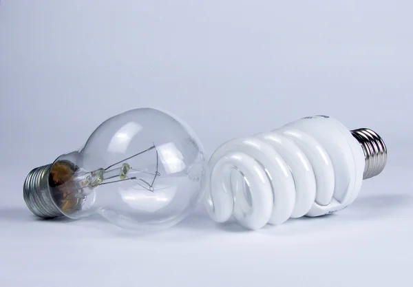Glödlampan och självlysande — Stockfoto
