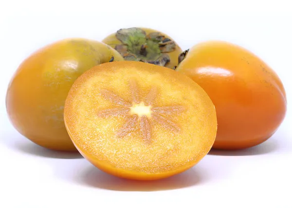Čerstvé Plody Persimmon Bílém Pozadí — Stock fotografie