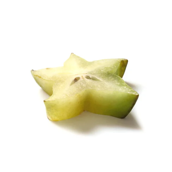 Fatia Carambola Fruta Exótica Isolada Branco — Fotografia de Stock