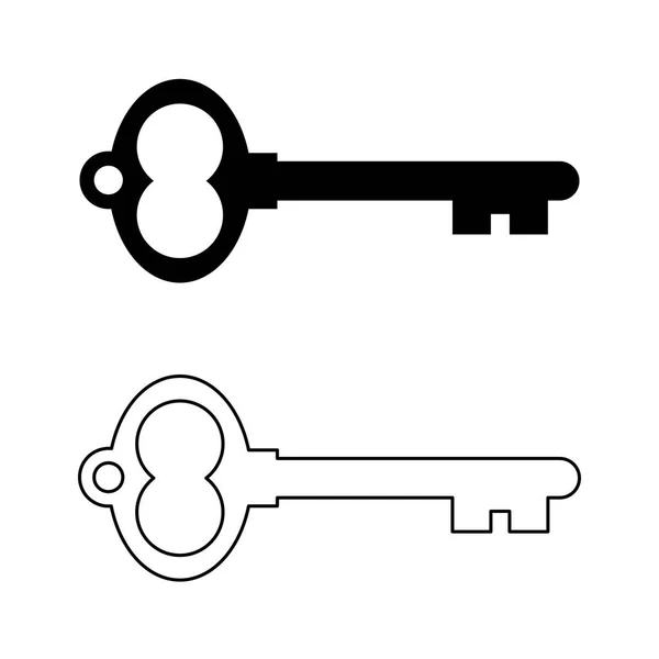 Old Key Silhouette Outline Isolated — Stock Vector