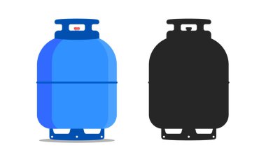 Gaz tüpü ve ikon pişiriyorum. Düz tasarım biçimi illüstrasyonu.