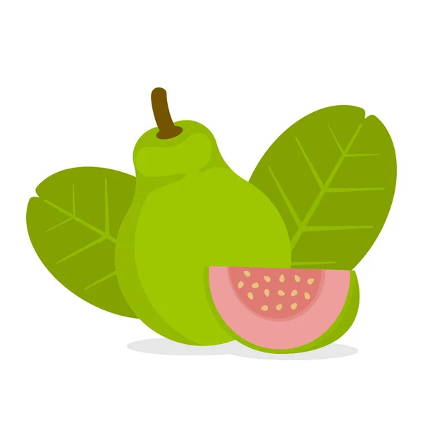 Fruta Tropical Goiaba Ilustração Vetorial Design Plano — Vetor de Stock