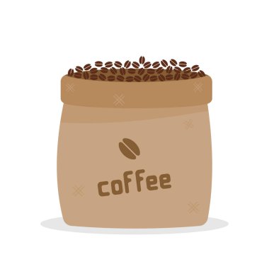 Kahve poşetini aç. Düz tasarım vektör çizimi.