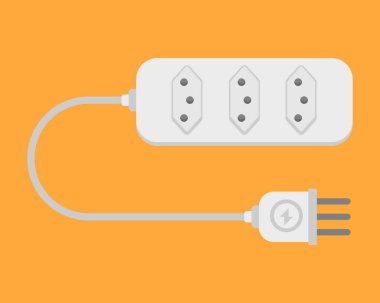 Kablolu güç uzantısı. düz vektör çizimi