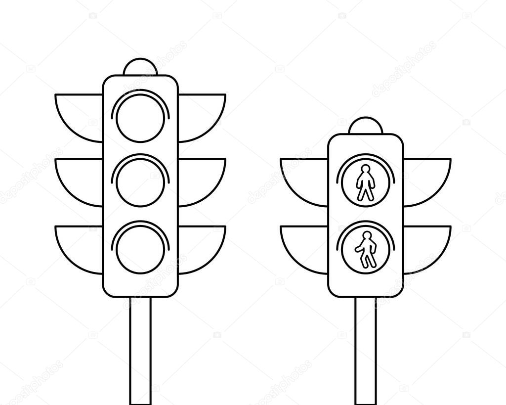 Traffic lights in lines isolated.