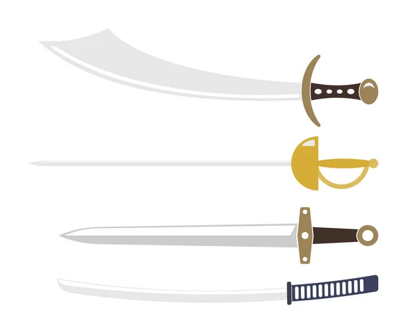 Sword Sets Medieval Arabe Katana — 스톡 벡터