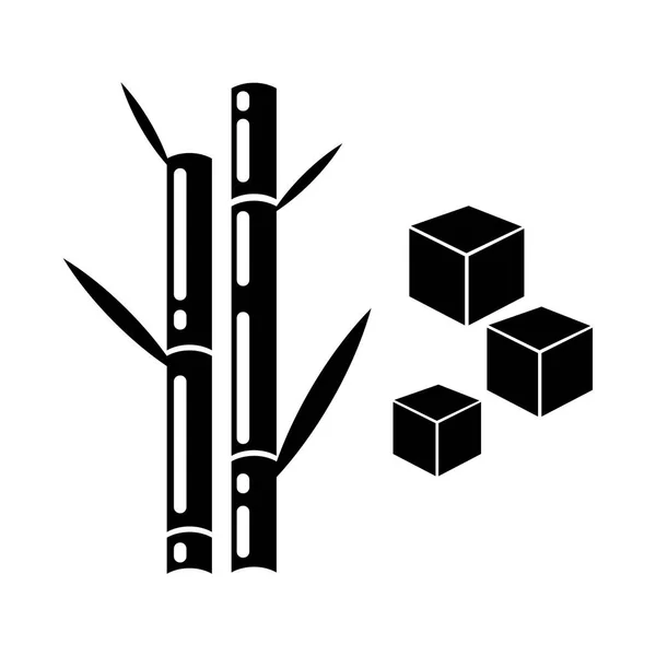 Sugar Cane Icon Flat Design Illustration Black White — Stock Vector