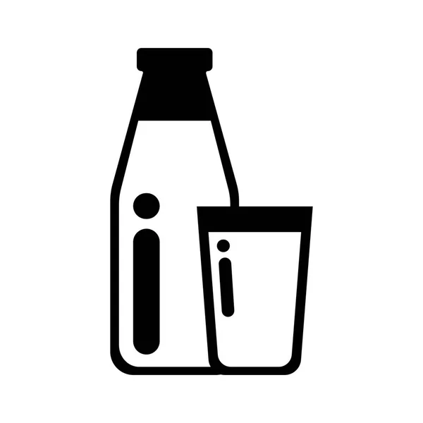 Milk Bottle Icon Flat Design Illustration Black White — Stockový vektor