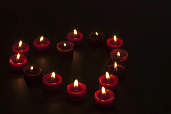 촛불의 발렌타인 하트 스톡 사진