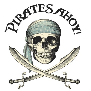 Pirates symbol with skull and crossed sabers clipart