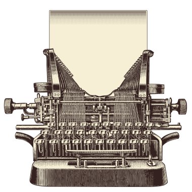 Vintage typewriter with a blank sheet of paper clipart