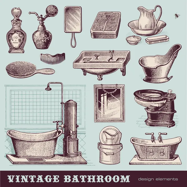 Baño Vintage — Archivo Imágenes Vectoriales