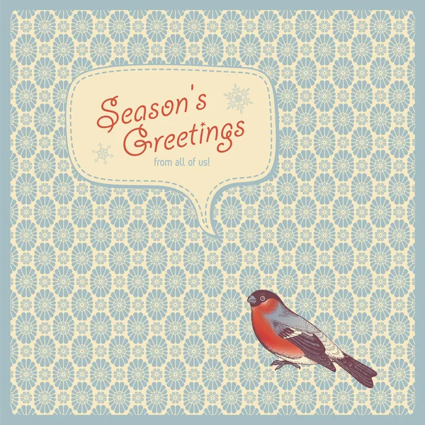 ウソとクリスマスのグリーティング カード — ストックベクタ