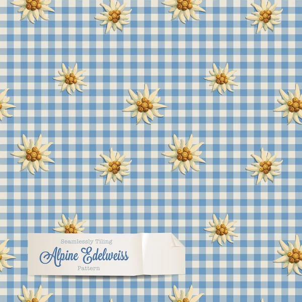 Alpine patroon met edelweiss bloemen — Stockvector