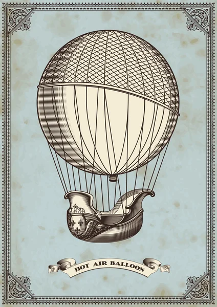 Vintage kaart met hete luchtballon — Stockvector