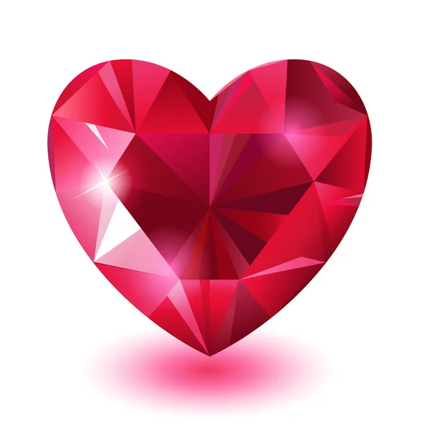 赤いダイヤモンド宝石心 — ストックベクタ