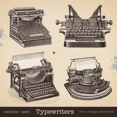 Vintage typewriters clipart