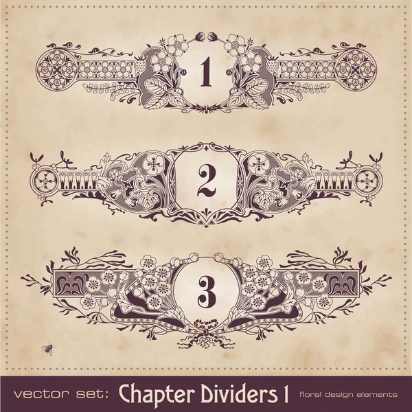 Retro floral chapter dividers — Stock Vector