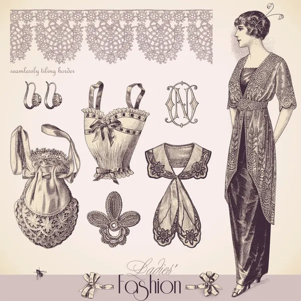 Moda damska Vintage — Wektor stockowy