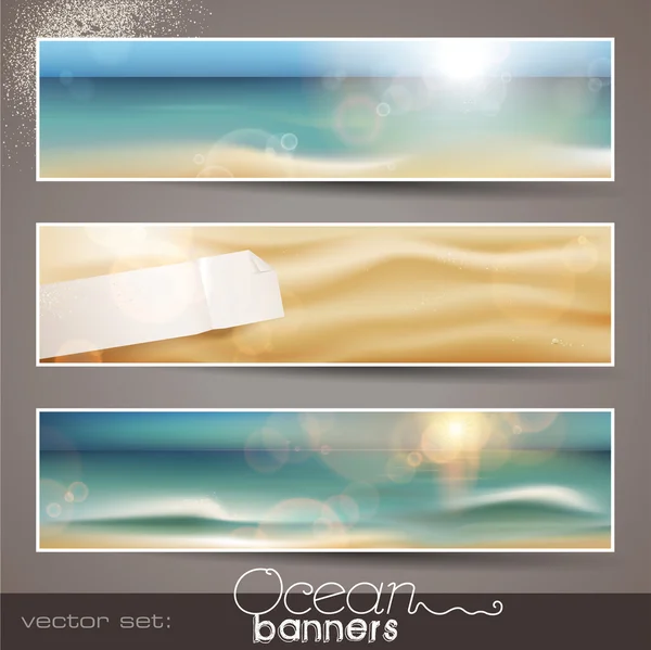 Set of horizontal ocean banners — Stock Vector