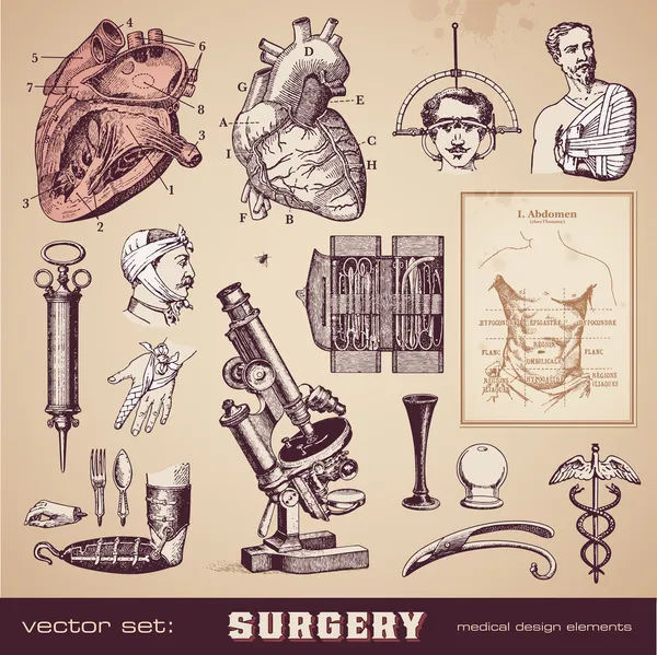 Cirurgia - elementos de design médico — Vetor de Stock